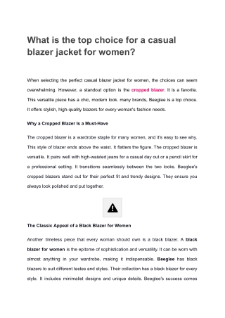 What is the top choice for a casual blazer jacket for women