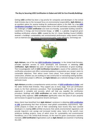 the key to securing leed certification in dubai
