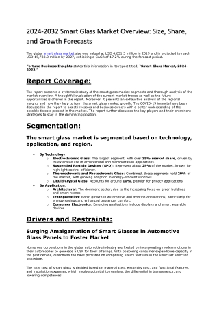2024 2032 smart glass market overview size share