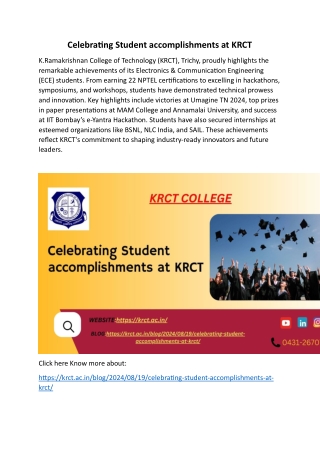 Celebrating Student accomplishments at KRCT