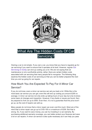what are the hidden costs of car servicing