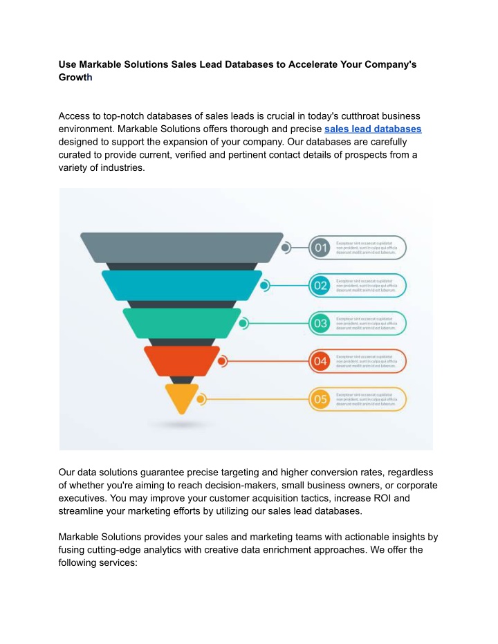 use markable solutions sales lead databases