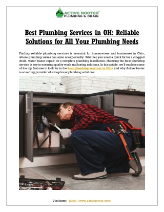 Best Plumbing Services in OH: Reliable Solutions for All Your Plumbing Needs