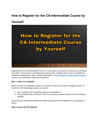 How to Register for CA-Intermediate Course by Yourself