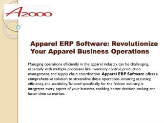 Apparel ERP Software: Revolutionize Your Apparel Business Operations