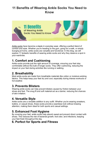 11 Benefits of Wearing Ankle Socks You Need to Know