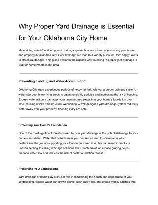 Why Proper Yard Drainage is Essential for Your Oklahoma City Home