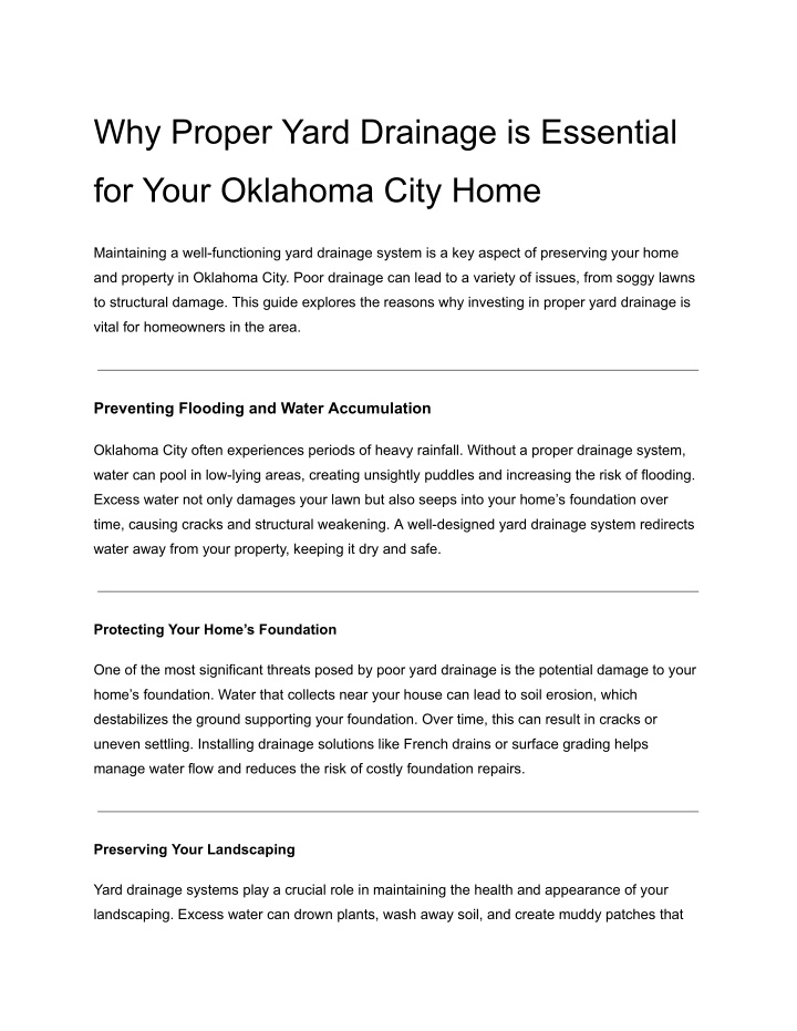 why proper yard drainage is essential