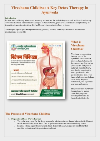 Virechana Chikitsa in Government (Autonomous) Ayurveda College And Hospital, Rewa