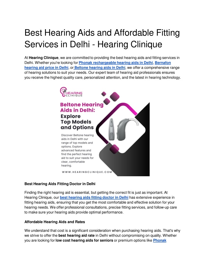 best hearing aids and affordable fitting services in delhi hearing clinique