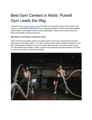 Best Gym Centers in Abids_ Pulse8 Gym Leads the Way