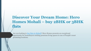 Discover Your Dream Home: Hero Homes Mohali – buy 2BHK or 3BHK flats