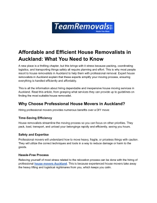 Affordable and Efficient House Removalists in Auckland_ What You Need to Know