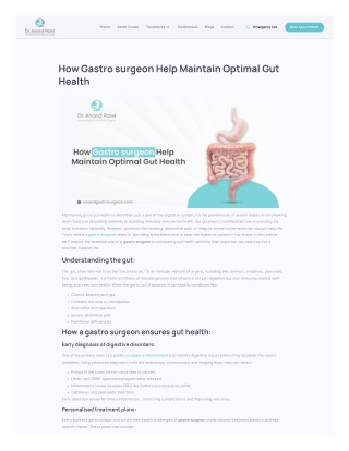 How Gastro surgeon Help Maintain Optimal Gut Health