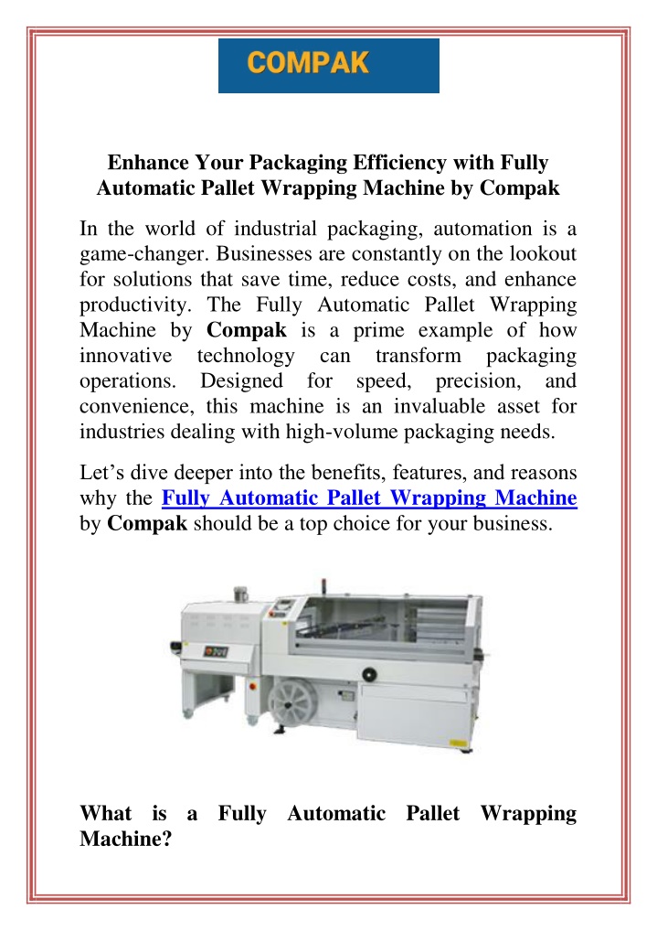 enhance your packaging efficiency with fully