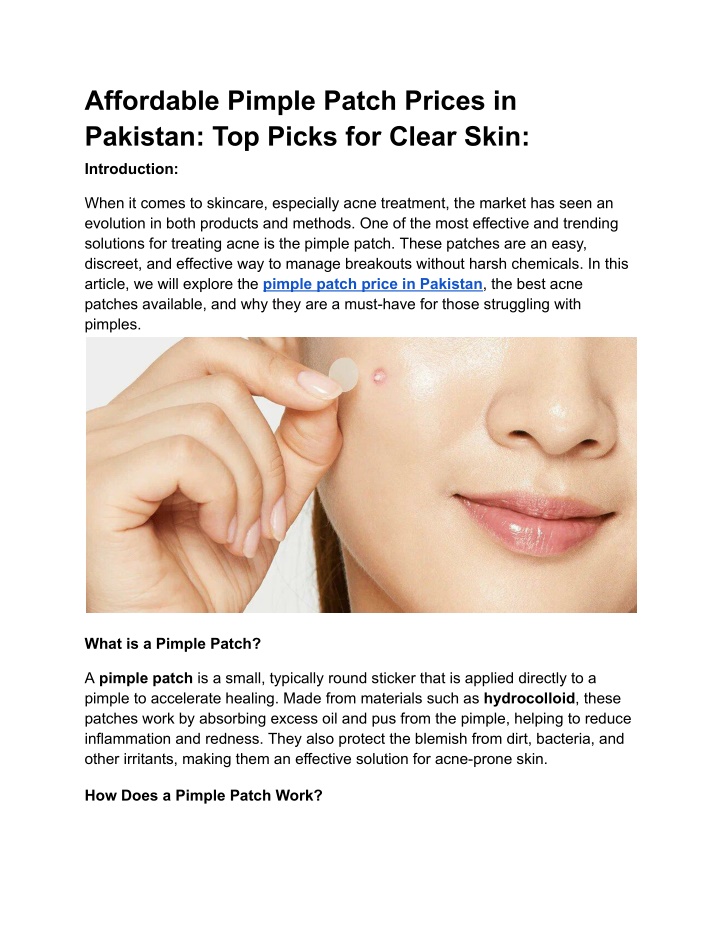 affordable pimple patch prices in pakistan