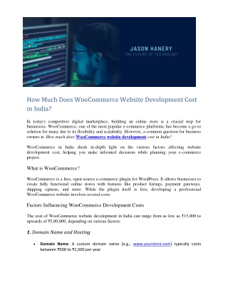 How Much Does WooCommerce Website Development Cost in India