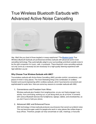 true wireless bluetooth earbuds with advanced active noise cancelling