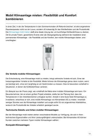 Mobil Klimaanlage mieten Flexibilität und Komfort kombinieren