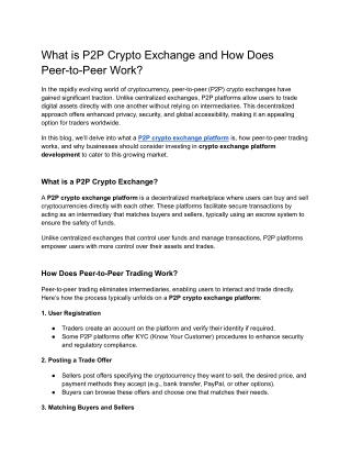 what is p2p crypto exchange and how does peer