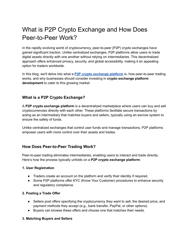 what is p2p crypto exchange and how does peer