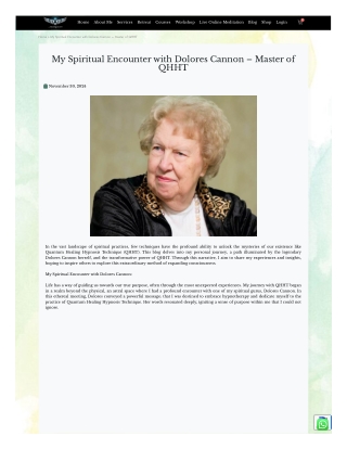 My Spiritual Encounter with Dolores Cannon