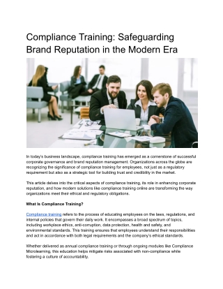 compliance training safeguarding brand reputation