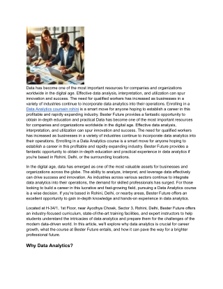 data analytics course in rohini
