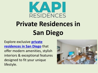 Private Residences in San Diego