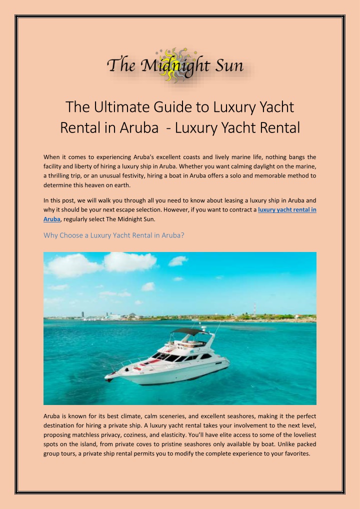 the ultimate guide to luxury yacht rental