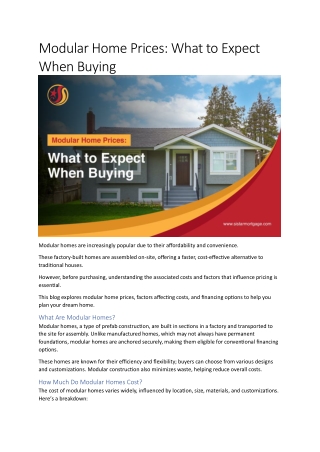 Modular Home Prices: What to Expect When Buying