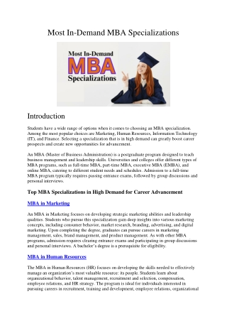 Most In-Demand MBA Specializations
