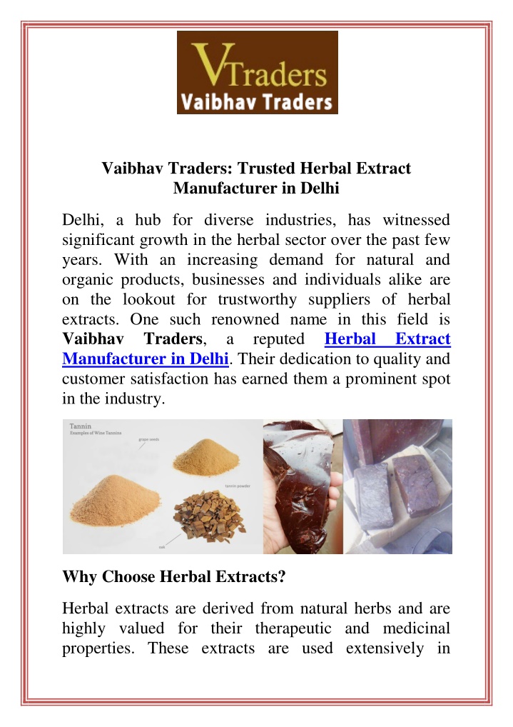 vaibhav traders trusted herbal extract