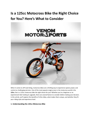 Is a 125cc Motocross Bike the Right Choice for You_ Here’s What to Consider