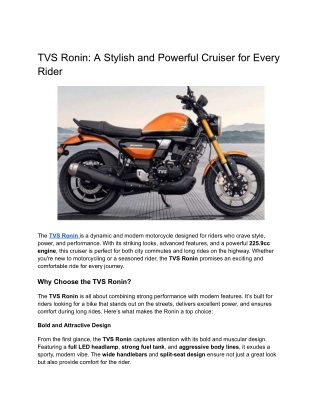 tvs ronin a stylish and powerful cruiser