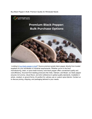 Buy Black Pepper in Bulk_ Premium Quality for Wholesale Needs