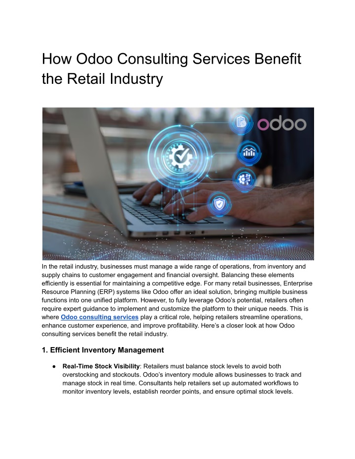 how odoo consulting services benefit the retail