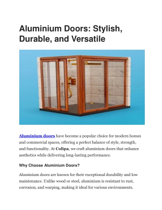 High-Quality Aluminum Doors for Modern & Secure Spaces