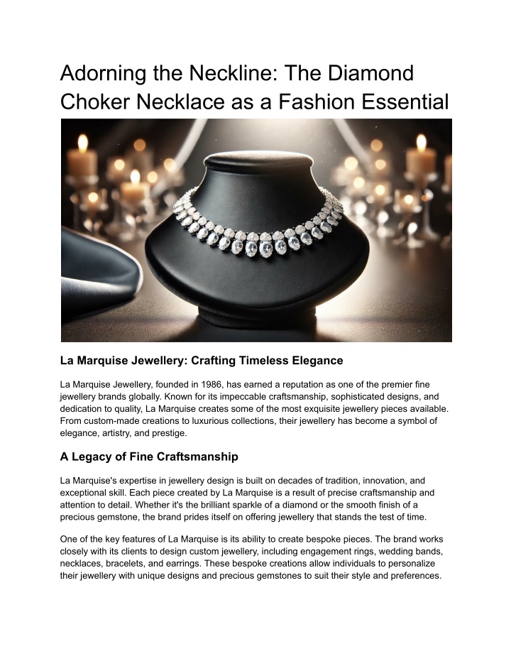 adorning the neckline the diamond choker necklace