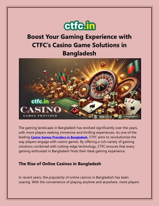 Casino Games Provider in Bangladesh