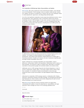 The Complexities of NRI Marriage: Rights, Responsibilities, and Realities