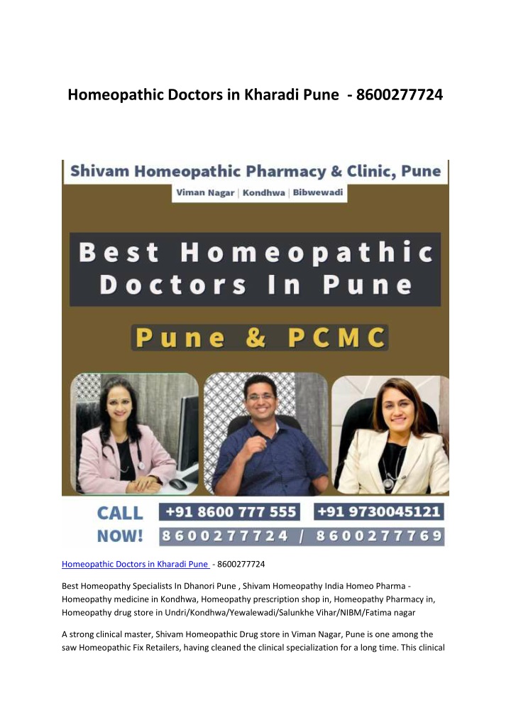 homeopathic doctors in kharadi pune 8600277724