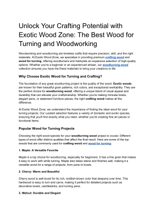 Unlock Your Crafting Potential with Exotic Wood Zone: The Best Wood for Turning