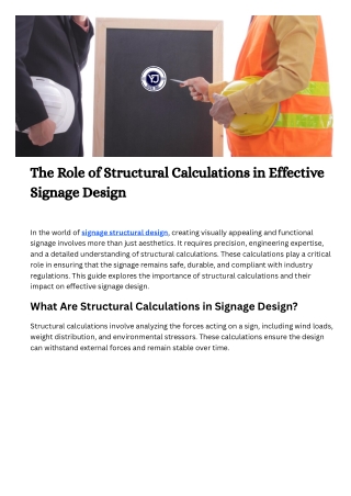 the role of structural calculations in effective