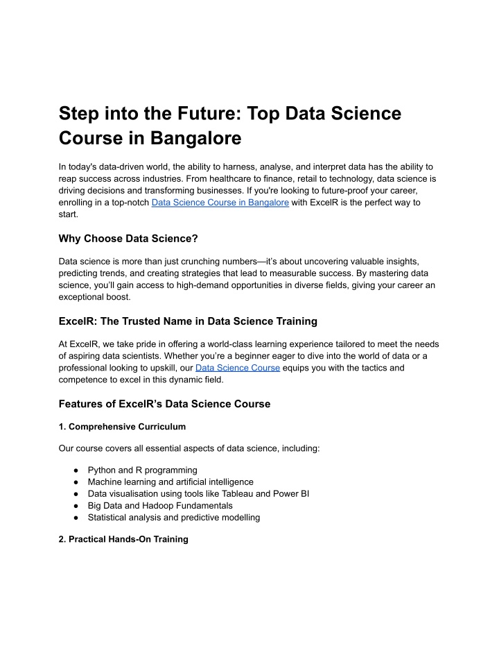 step into the future top data science course