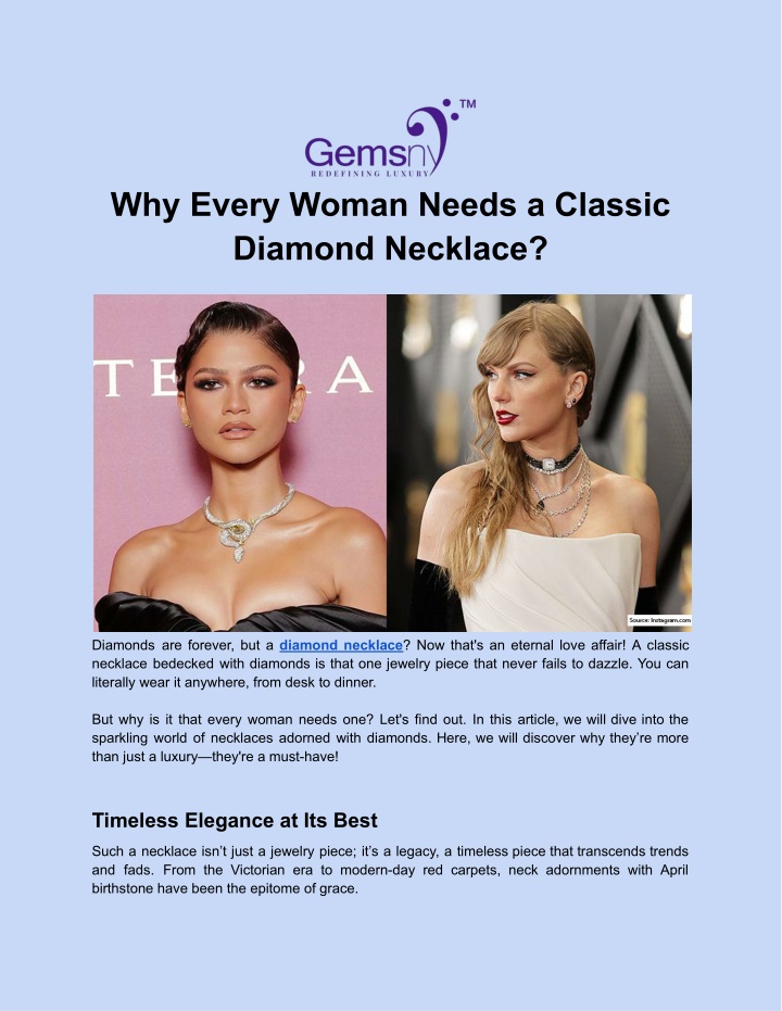 why every woman needs a classic diamond necklace