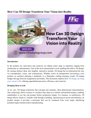 how can 3d design transform your vision into