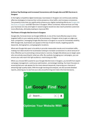 Achieve Top Rankings and Increased Conversions with Google Ads and SEO Services in Gurgaon