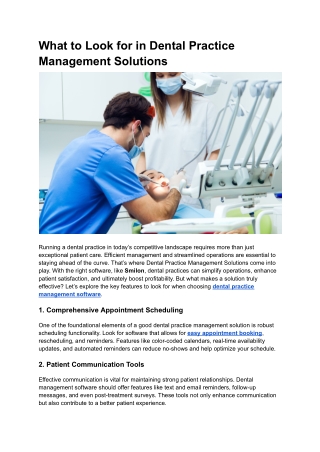 what to look for in dental practice management