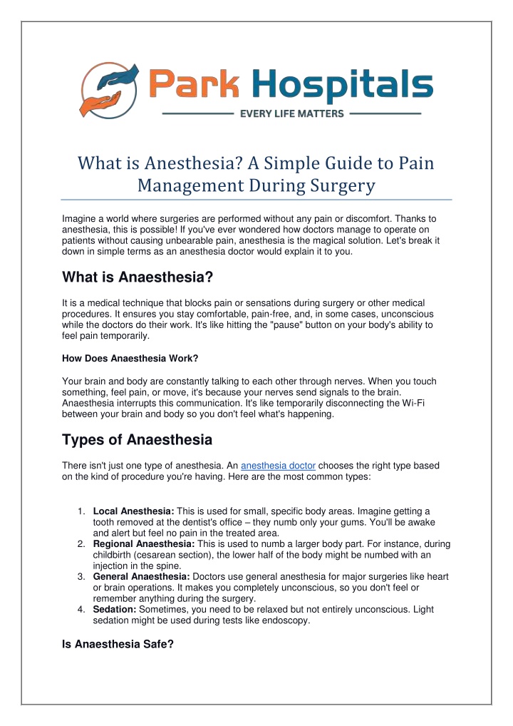 what is anesthesia a simple guide to pain